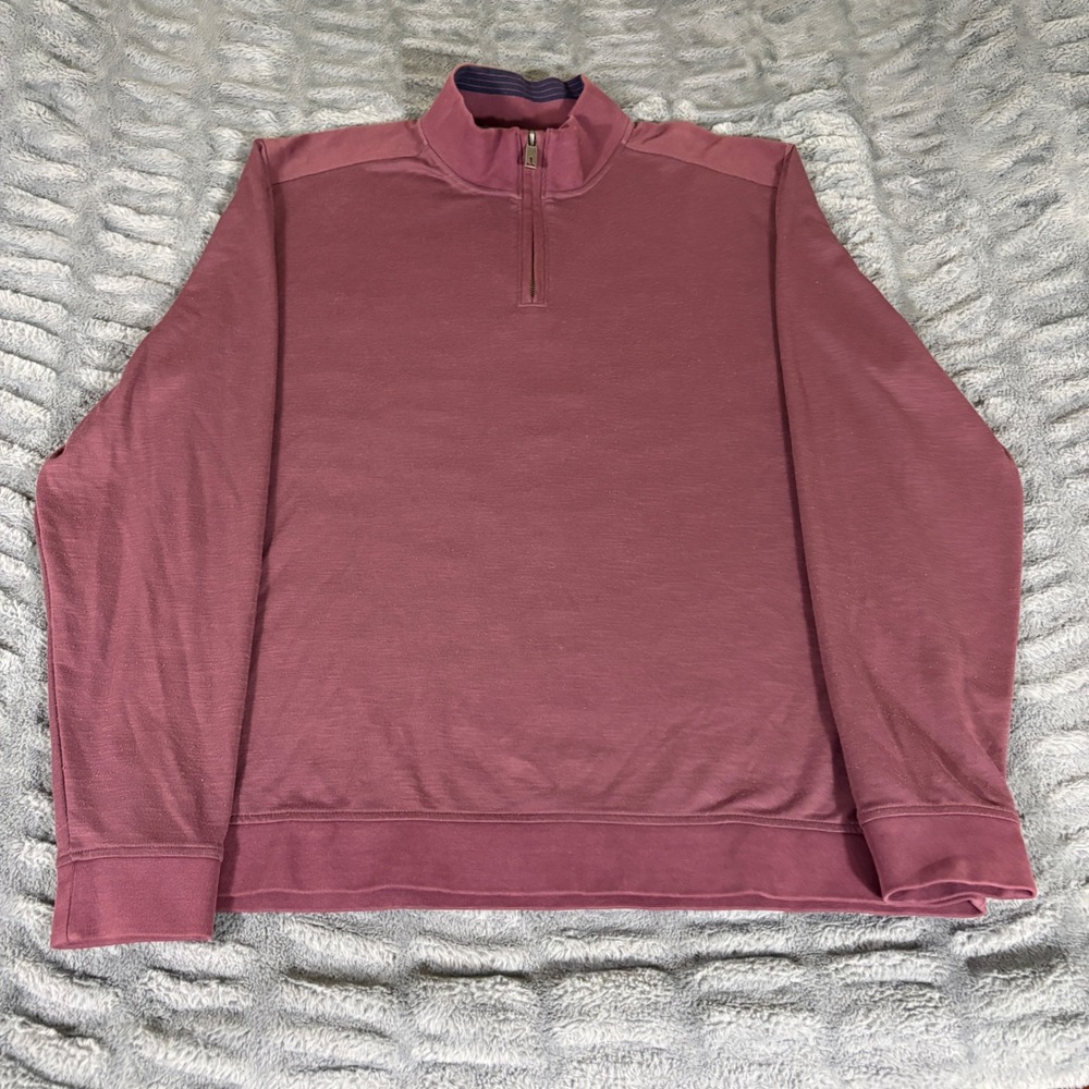 Ted Baker London Mens Size 7 Burgundy 1/4 Zip Mock Neck Pullover Sweater AR464